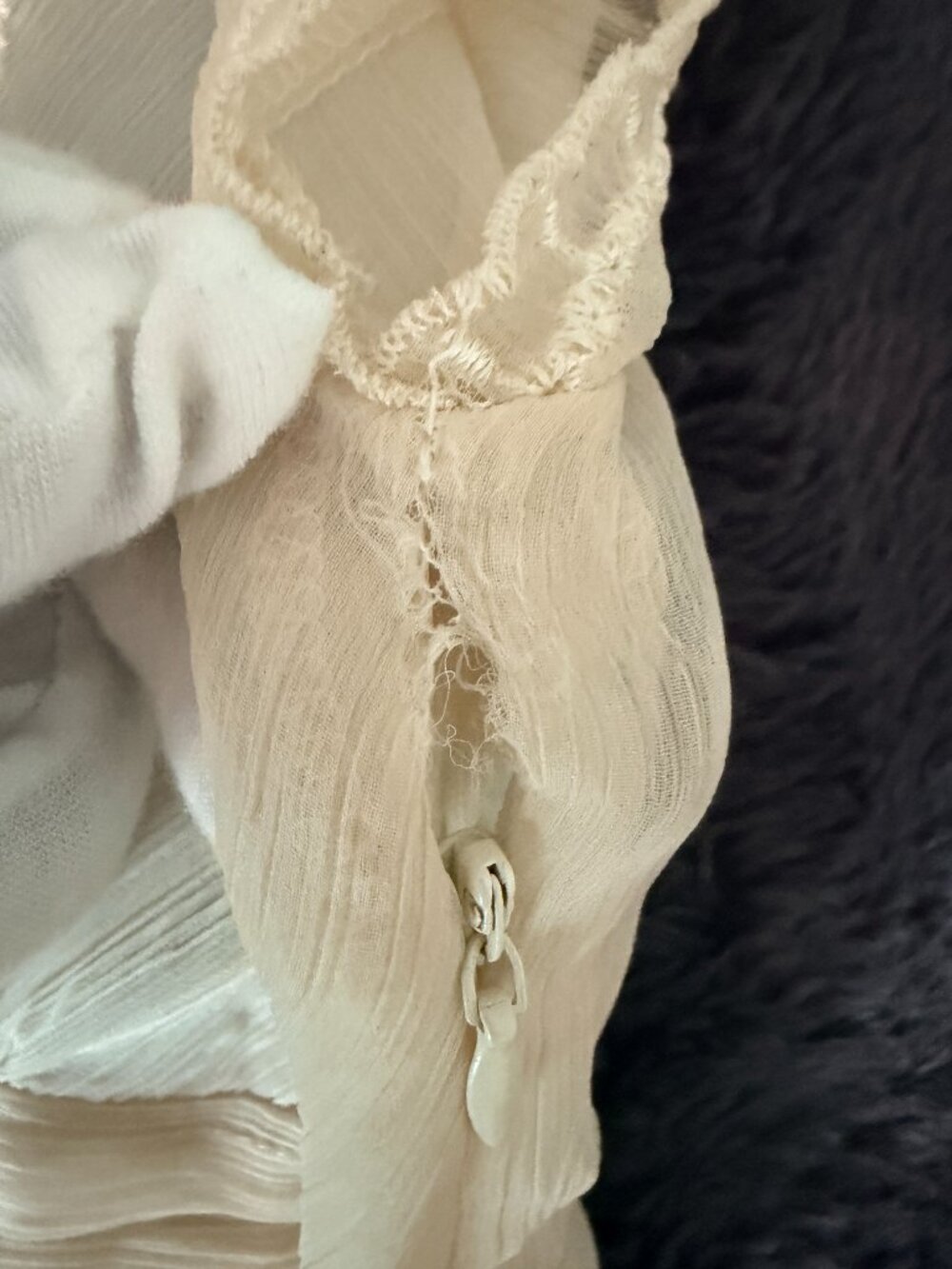 Sheer Ivory Embroidered Lace Boho Blouse Fairycore Cottagecore Top Size Small - Picture 8 of 14